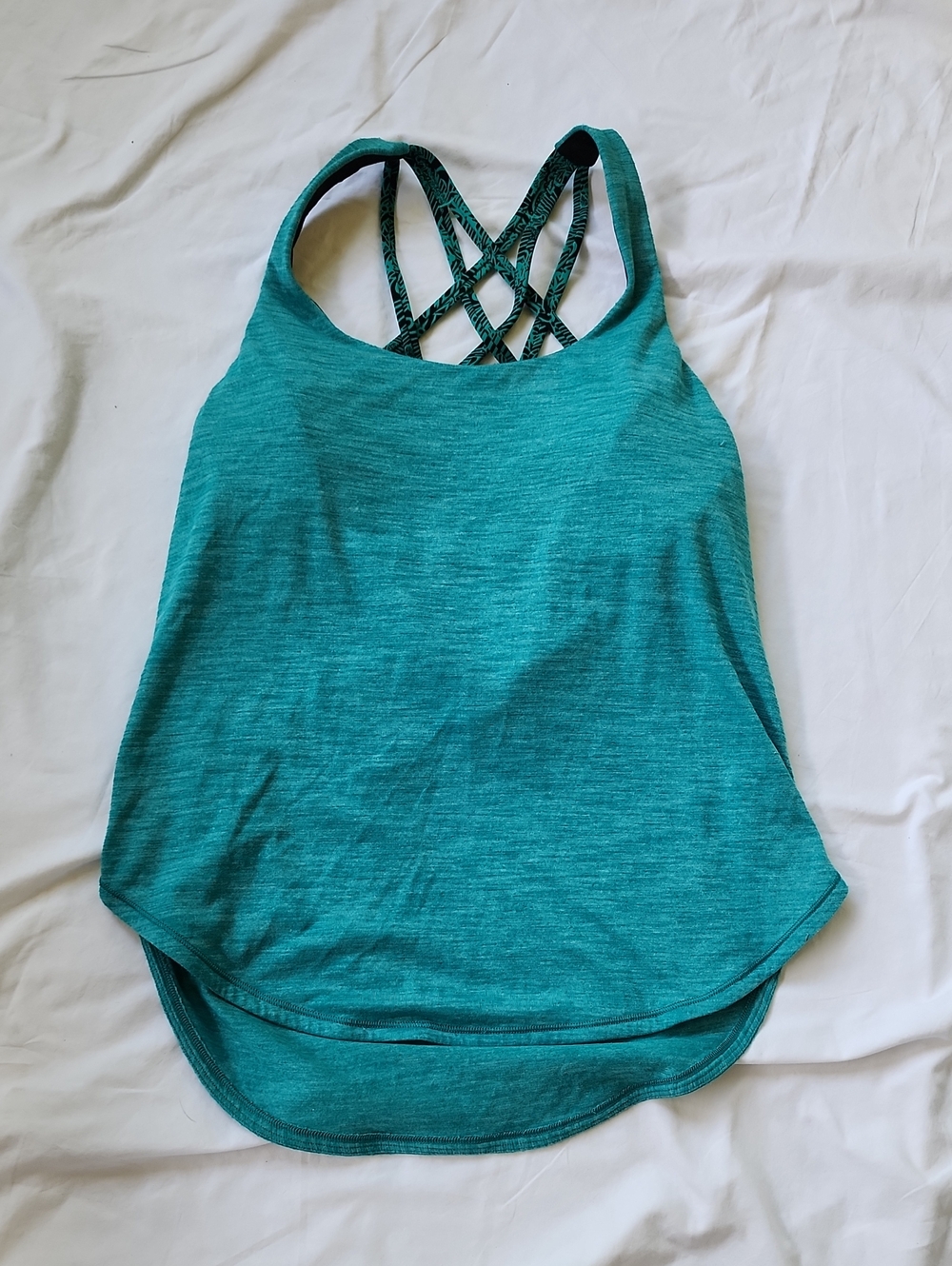 Lululrmon Size 4Women’s Teal Strappy Tank Top Built In Bra
